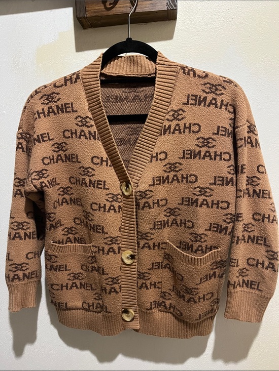 CHANEL Sweaters - Chanel Logo Cardigan Sweater